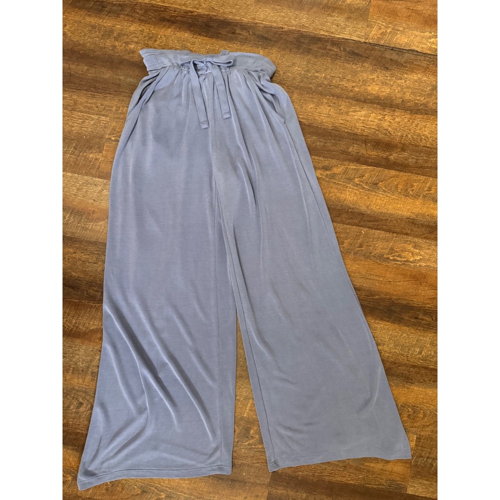 Free People FP Movement S Blue Wide Leg Paperbag Lounge Pants Baggy Boho